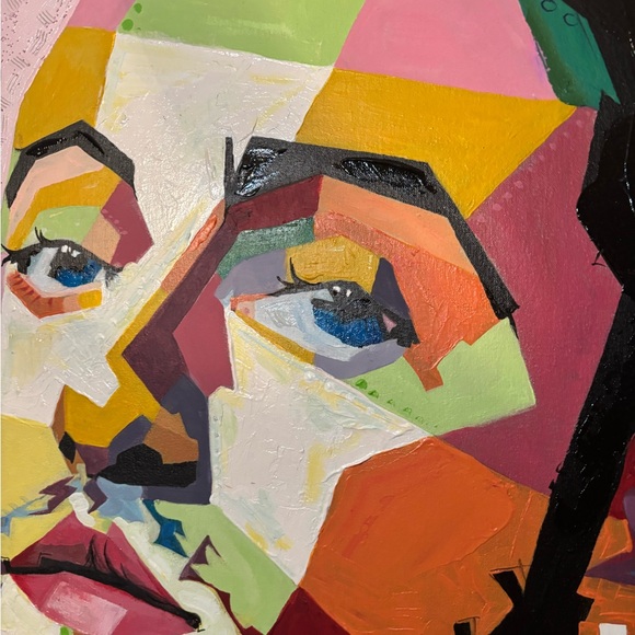 Hand painted and textured geometric Mac Miller painting. - Picture 2 of 4